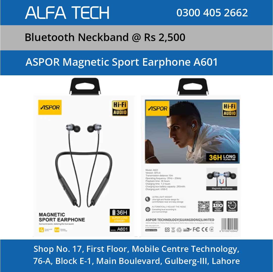 ASPOR MAGNETIC SPORT EARPHONE A601 - ALFA TECH
