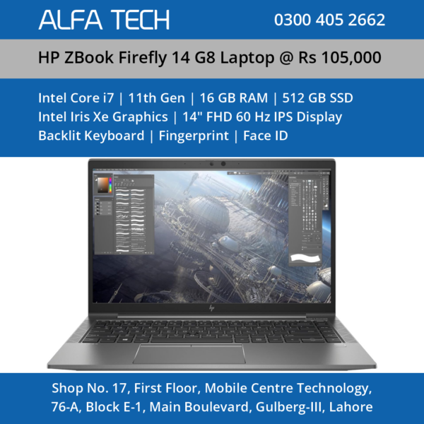 HP ZBook Firefly 14 G8 Laptop Core i7 11th Generation 16GB 512GB 14”